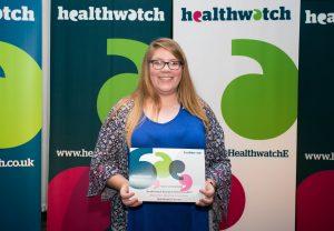 Jade accepting 'highly commended' award July 2017