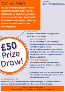 Discharge to Assess research poster - details provided in the main body of text.