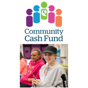 Community Cash Fund logo with a photo of young people underneath