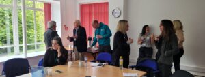 People chatting at the winners workshop